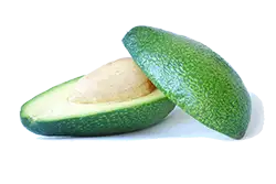 Billede af en gennemskåret avocado